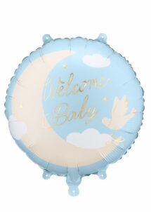 ballon babyshower garçon, ballon gender reveal garçon, ballon naissance, Ballon Baby Shower Welcome Baby Lune Bleu, en Aluminium