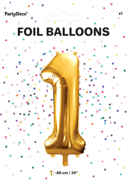 ballon chiffre, ballon alu chiffre, ballon chiffre 1 or, Ballon Chiffre 1, Doré, 86 cm