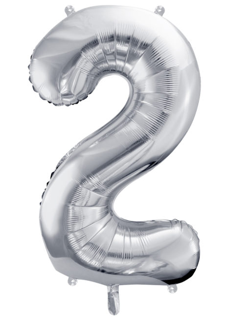 ballon chiffre, ballon alu chiffre, ballon chiffre 2 argent, Ballon Chiffre 2 Géant 86 cm