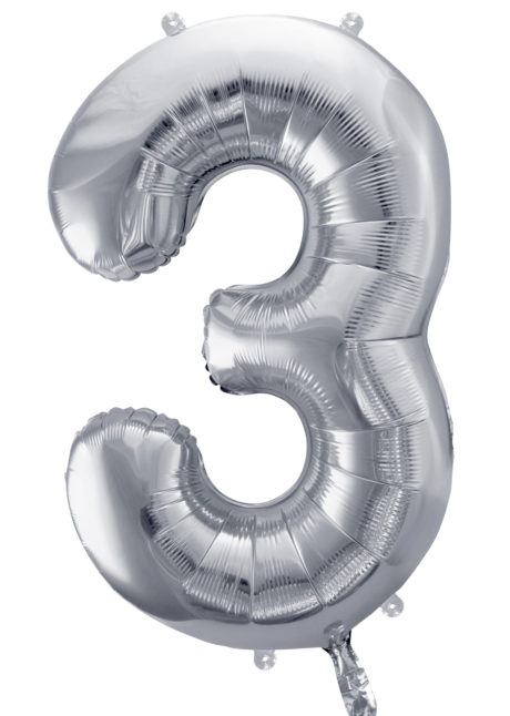 ballon chiffre, ballon alu chiffre, ballon chiffre 3 argent, Ballon Chiffre 3, Argent, 86 cm