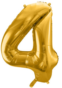 ballon chiffre, ballon alu chiffre, ballon chiffre 4 or, Ballon Chiffre 4, Doré, 86 cm