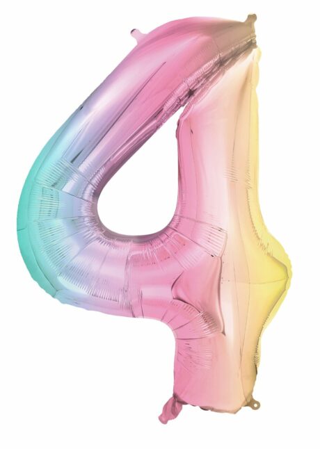 ballon chiffre 4 géant, ballon chiffre géant, ballon chiffre 4 anniversaire, ballon chiffre pastel, Ballon Chiffre 4 Géant 86 cm