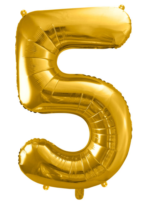 ballon chiffre, ballon alu chiffre, ballon chiffre 5 or, Ballon Chiffre 5, Doré, 86 cm
