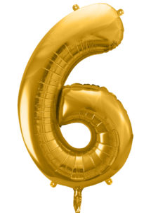 ballon chiffre, ballon alu chiffre, ballon chiffre 6 or, Ballon Chiffre 6, Doré, 86 cm