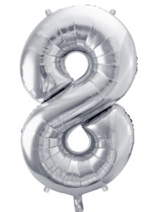 ballon chiffre, ballon alu chiffre, ballon chiffre 8 argent, Ballon Chiffre 8, Argent, 86 cm
