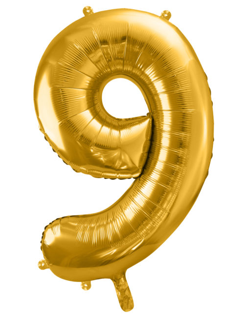 ballon chiffre, ballon alu chiffre, ballon chiffre 9 or, Ballon Chiffre 9, Doré, 86 cm