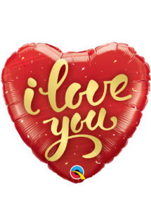 ballon coeur, ballon hélium, ballon saint Valentin, ballon mylar, ballon à l'hélium, ballons coeurs, ballon coeur rouge, ballon i love you, Ballon Coeur Rouge, I Love You, en Aluminium