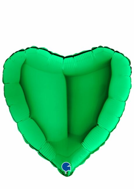ballon coeur, ballon hélium, ballon aluminium, ballons coeurs verts, Ballon Coeur Vert Prairie en Aluminium, 46 cm