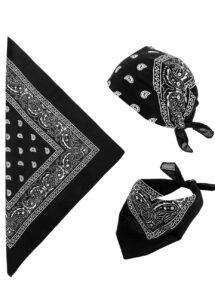 bandana cowboy, bandana de cowboy, foulard de cowboy, accessoires cowboys, bandana noir, Bandana de Cowboy, Noir