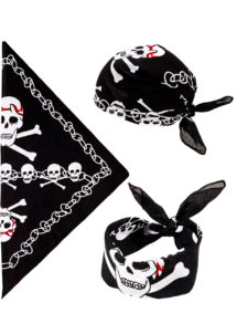 bandana tête de mort, accessoire halloween, bandana de pirates, accessoires pirates, drapeau tête de mort, bandana squelette, Bandana Têtes de Mort