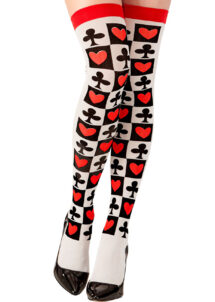 chaussettes jeu de carte, bas casino, collants cartes Alice, collants poker