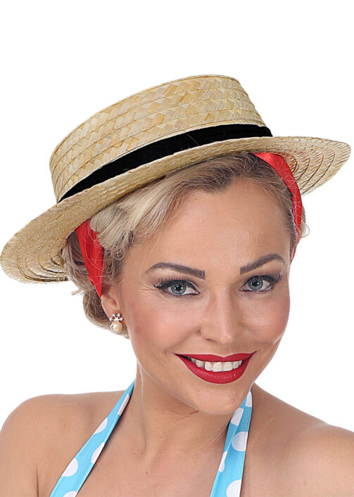 Chapeau Canotier Miniature En Paille Ancienne Taille 57 - Pour Modiste, à Garnir, Occasion