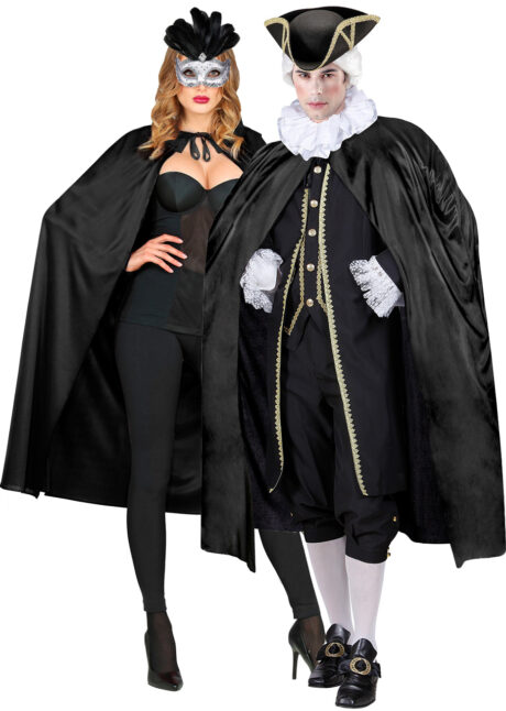 cape noire halloween, cape halloween adulte,, Cape Noire avec Col, 120 cm