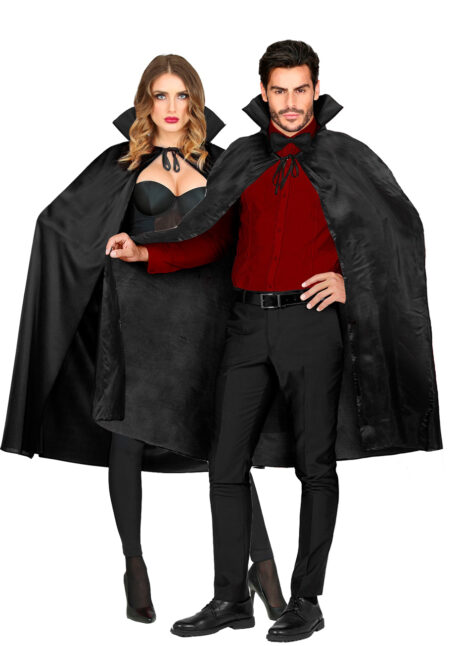 cape noire halloween, cape halloween adulte,, Cape Noire avec Col, 120 cm