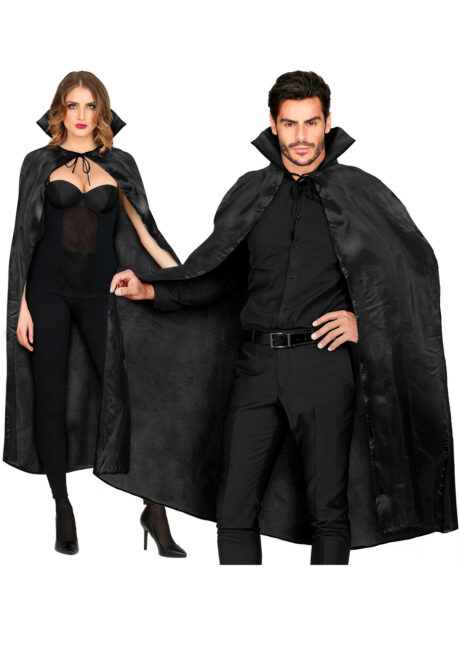 cape homme et femme, cape halloween adulte,, Cape Noire, 130 cm