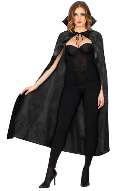 cape noire halloween, cape halloween adulte,, Cape Noire avec Col, 130 cm