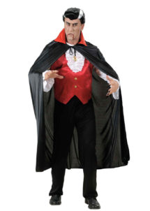 cape noire col rouge, cape noire halloween, cape de diable, cape halloween, déguisement diable