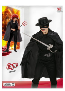 cape noire enfant, cape noire halloween enfant, cape de zorro pour enfant