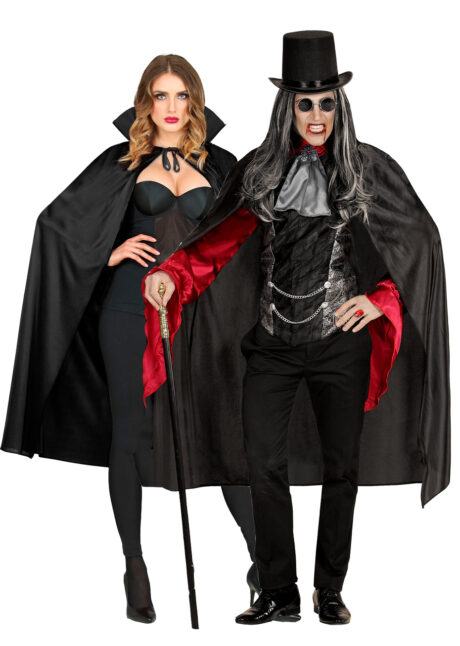 cape noire halloween, cape halloween adulte,, Cape Noire avec Col, 120 cm