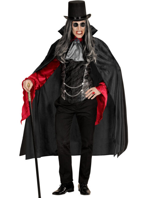 cape noire halloween, cape halloween adulte,, Cape Noire avec Col, 130 cm