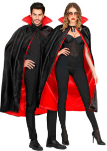 cape noire et rouge, cape de vampire, cape doublée, cape Halloween, cape diable
