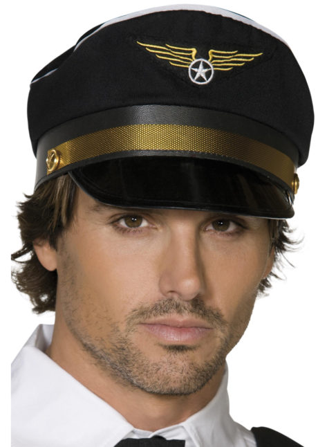 casquette de pilote, casquettes pilotes, accessoires déguisement de pilote, Casquette de Pilote, Noire