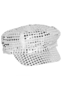 casquette disco sequins, casquette disco à paillettes, casquette disco argent, Casquette Disco, Sequins Argent