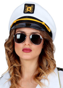 casquette capitaine, chapeau de capitaine de la marine, accessoire déguisement capitaine, casquette de marin, casquettes marins, Casquette de Capitaine avec Ecusson