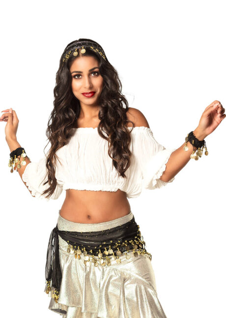 ceinture orientale, bandeau oriental, danseuse orientale, Ceinture Orientale avec Accessoires, Noir