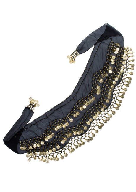 ceinture orientale, bandeau oriental, danseuse orientale, Ceinture Orientale avec Pièces Dorées, Noir