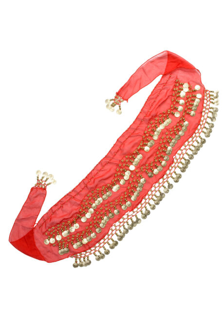 ceinture orientale, bandeau oriental, danseuse orientale, Ceinture Orientale avec Pièces Dorées, Rouge