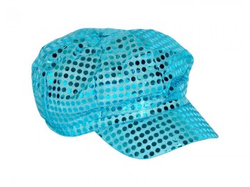 casquette disco, casquettes paillettes, accessoires déguisement disco années 80, casquette sequins Casquette Disco, Sequins Bleus