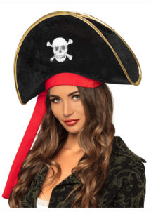 chapeau de pirate tête de mort, chapeau de pirate femme, bicorne pirate, Chapeau de Pirate, Bicorne Tête de Mort et Rubans