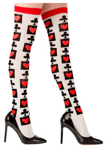 chaussettes jeu de carte, bas casino, collants cartes Alice, collants poker