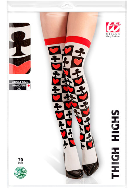 chaussettes jeu de carte, bas casino, collants cartes Alice, collants poker, Bas, Chaussettes Hautes, Jeu de Cartes