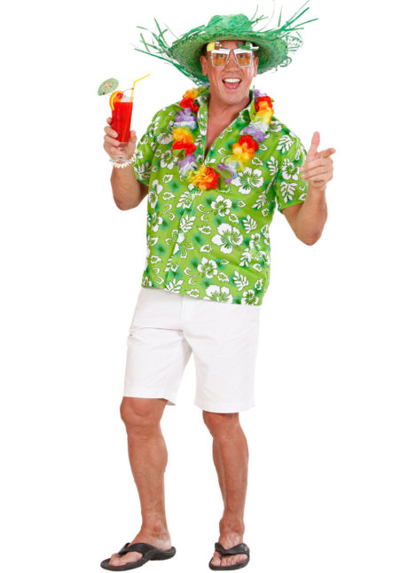 chemise hawaï homme, chemise hawaïenne homme, accessoire hawaï déguisement, soirée hawaï, accessoire déguisement soirée tropicale, colliers hawaïens, déguisement hawaïen homme, Chemise Hawaïenne, Verte