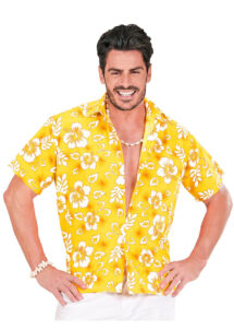 chemise hawaï, chemise hawaïenne, déguisement hawaï, chemise tropicale, Chemise Hawaïenne, Jaune