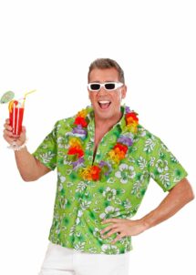 chemise hawaïenne verte, chemise tropical, tenue hawaïenne