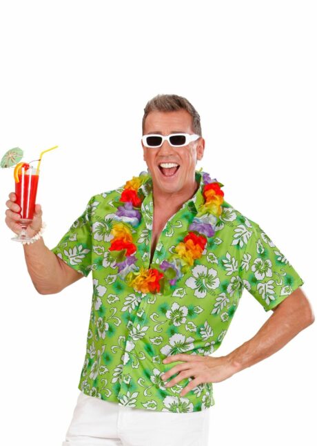 chemise hawaïenne verte, chemise tropical, tenue hawaïenne, Chemise Hawaïenne Verte à Fleurs