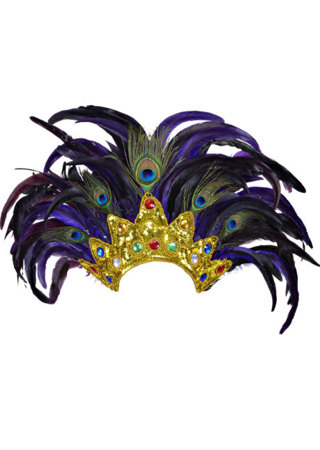 coiffe brésilienne, accessoire carnaval de rio, coiffe de carnaval, coiffure brésilienne, accessoire déguisement, déguisement brésilienne, coiffe brésilienne à plumes, Coiffe Brésilienne, Violette