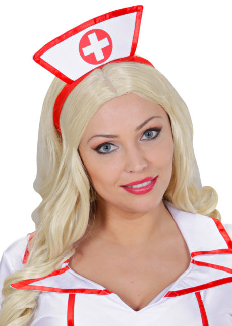 Bandeau Infirmière Pour Halloween Et Cosplay - Accessoire Cheveux Réglable, Noir Et Rouge