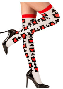 chaussettes jeu de carte, bas casino, collants cartes Alice, collants poker