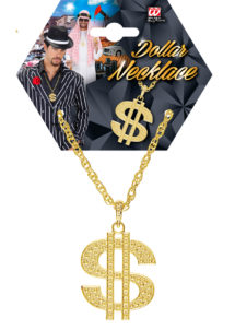 collier dollar, collier dollar déguisement, collier dollar bling bling, pendentif collier dollar, collier déguisements, bijoux de déguisements, accessoire bling bling, accessoire américain, collier dollar doré, Collier Dollar Doré, Chaîne Gros Maillons