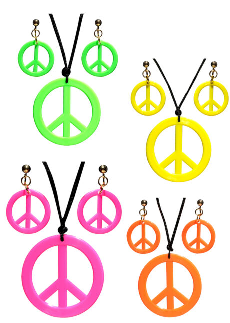 collier hippie et boucles d'oreilles hippie, collier peace and love, Collier Hippie et Boucles d’Oreilles, Couleurs