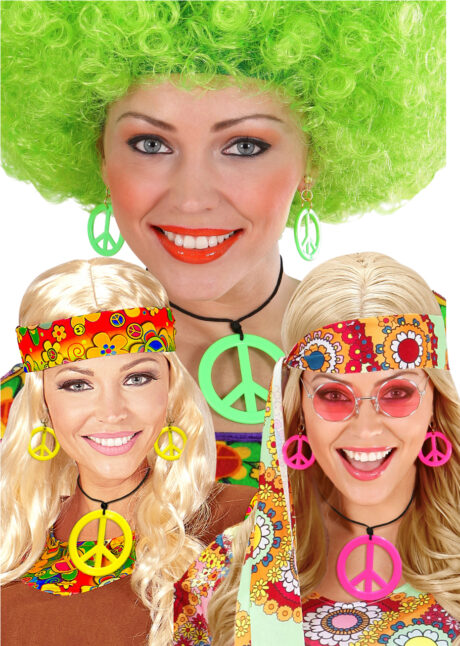 collier hippie et boucles d'oreilles hippie, collier peace and love, Collier Hippie et Boucles d’Oreilles, Couleurs