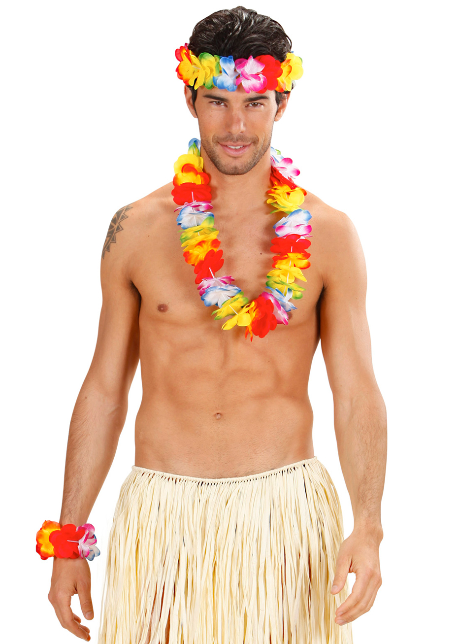 bandeau Berolle Lot de 8 guirlandes hawaïennes colorées avec collier bracelet décoration tropicale hawaïenne pour fête de plage 