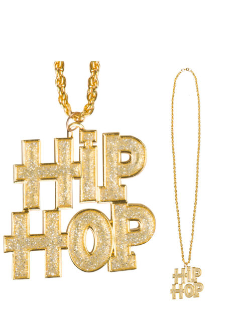 collier hip hop, collier doré, collier chaîne, Collier Hip Hop Doré avec Brillants, sur Chaîne