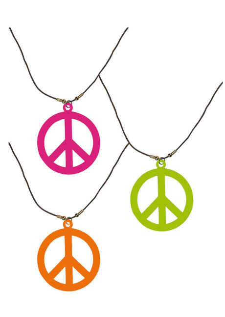 collier hippie déguisement, collier hippie et boucles d'oreilles hippies, collier peace and love, accessoires déguisement hippie, accessoires hippie, collier déguisement hippie, collier déguisement années 70, Collier Hippie, Couleurs Fluos