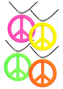 collier hippie peace and love, collier hippie, accessible hippie déguisement, Collier Hippie, Couleurs Fluos