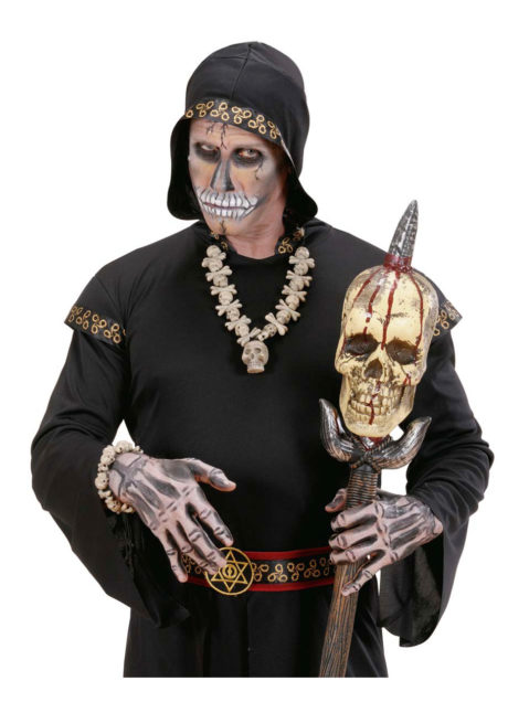 accessoires pirates, collier os et cranes, collier têtes de mort, collier de déguisement, bijoux pas cher halloween, accessoires halloween, collier fausses têtes de mort, accessoires pirates, Collier Têtes de Mort et Os